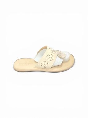 Women's Cream Slide Sandals with Decorative Cutouts